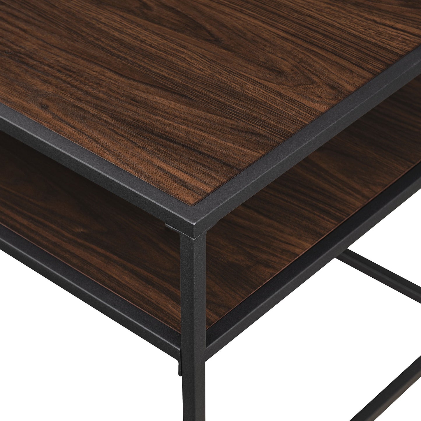 Contemporary Two Tone Metal Coffee Table - Dark Walnut