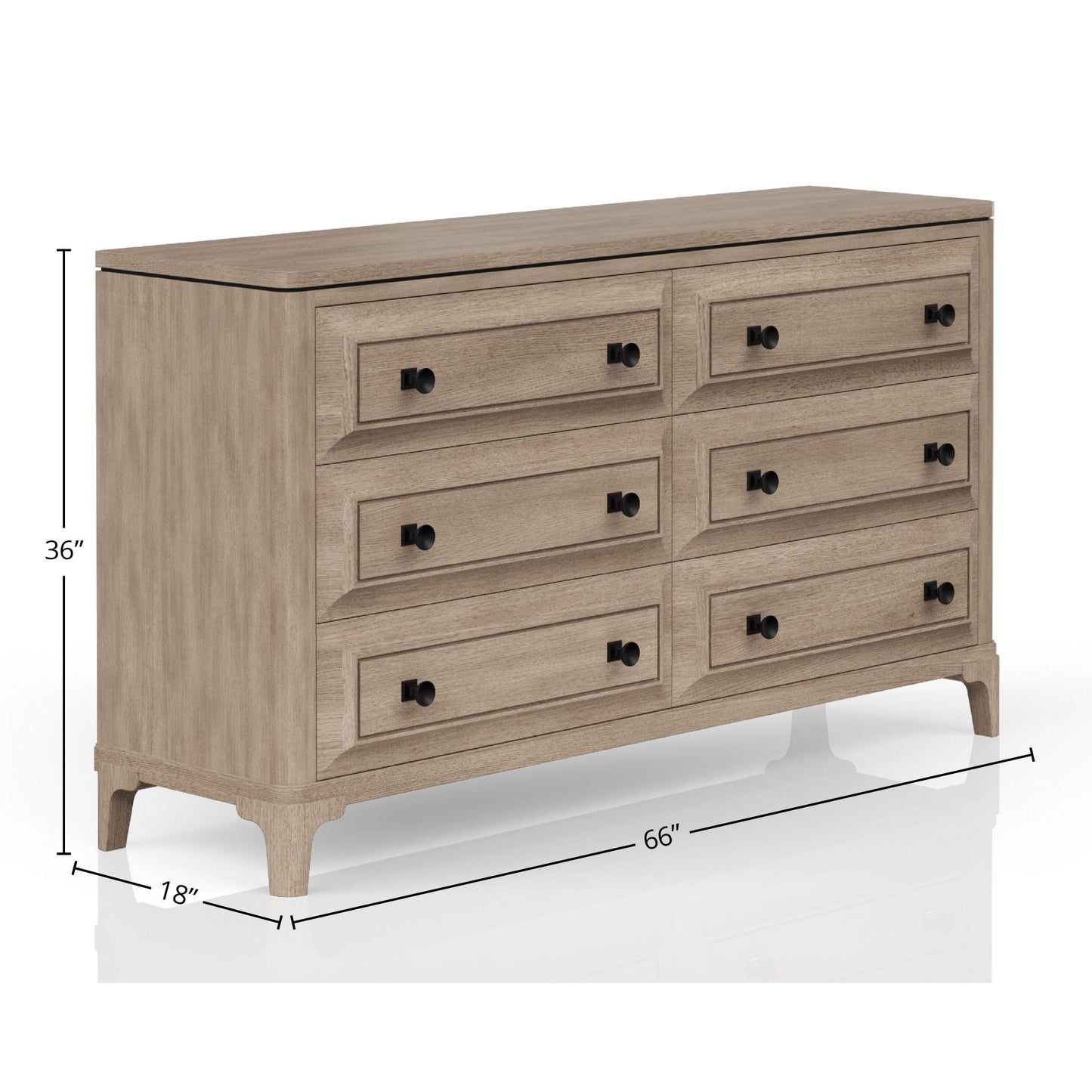 Modern 6 Drawer Dresser - Sand