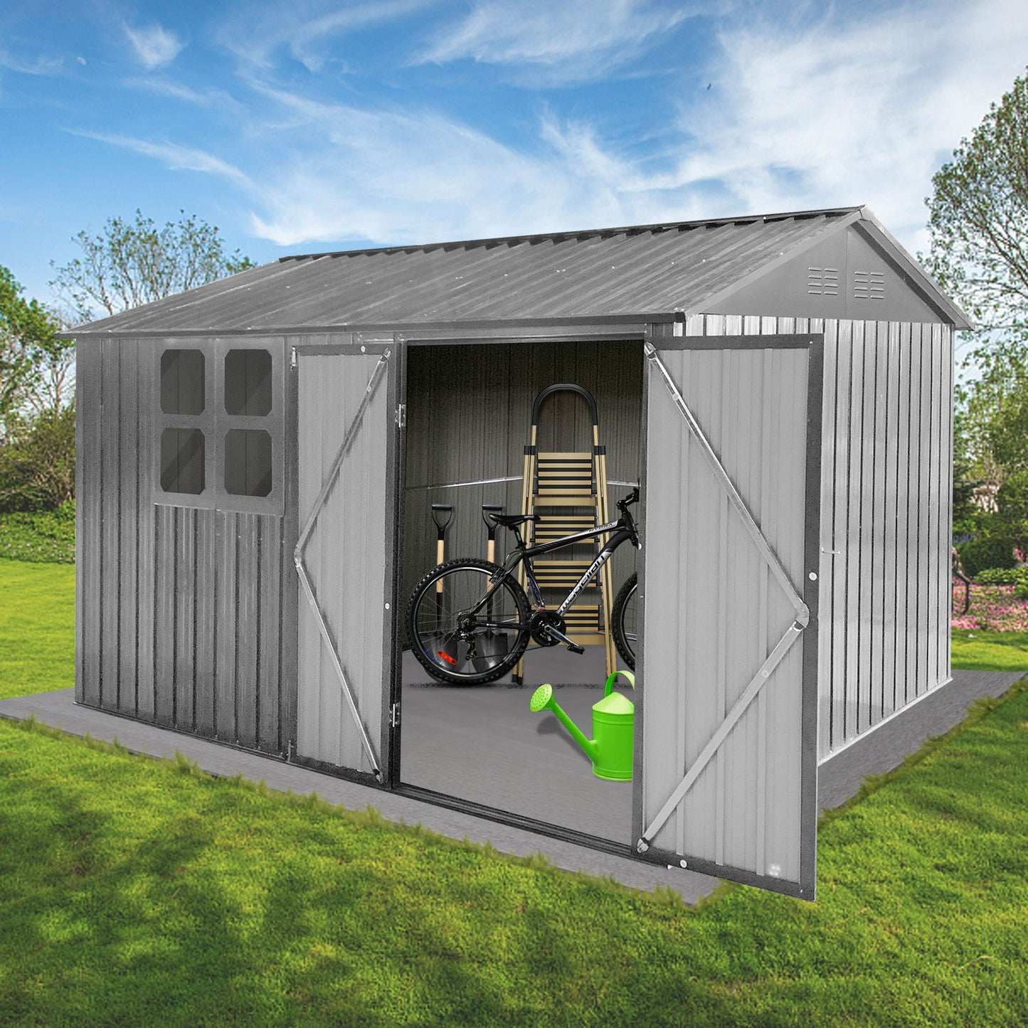 10' x 8' Garden Sheds Outdoor Storage Sheds With Window