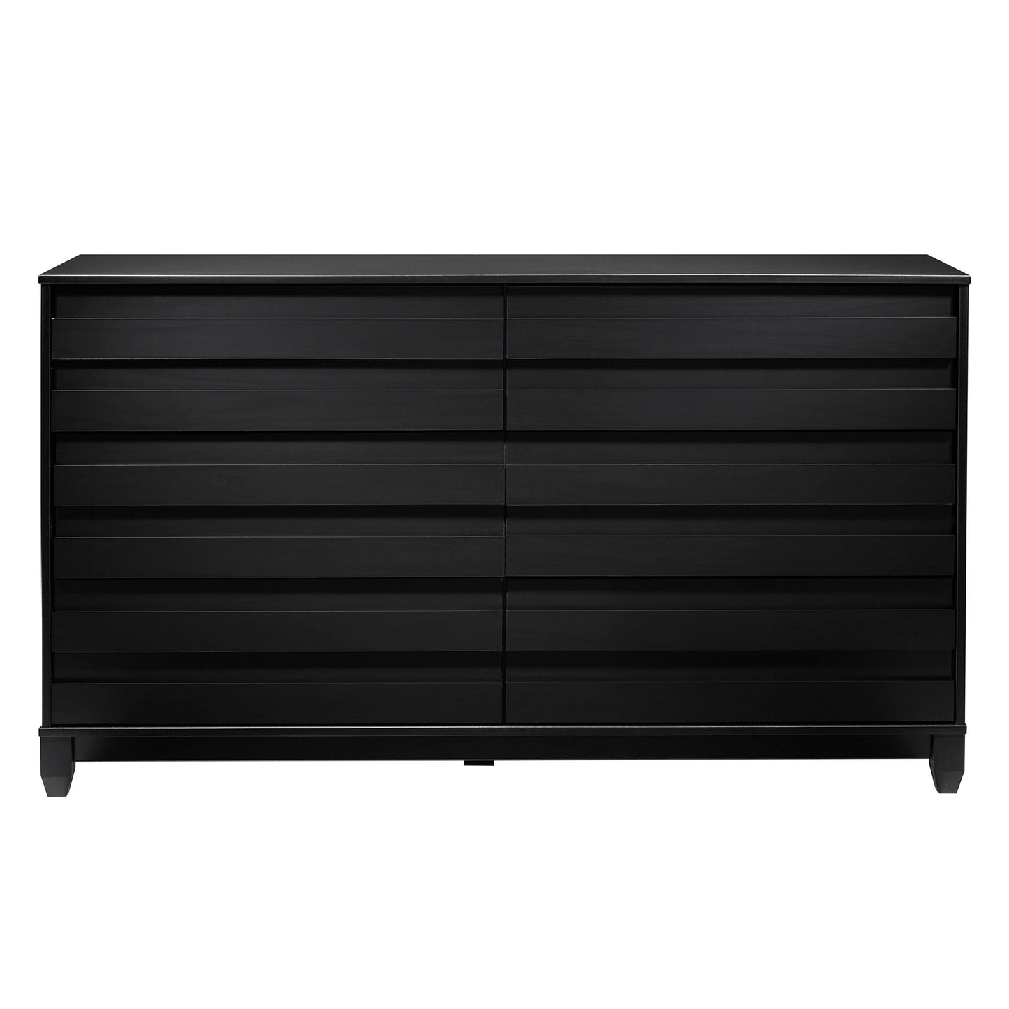 Modern 6 Drawer Solid Wood Dresser With Channel Pulls - Black