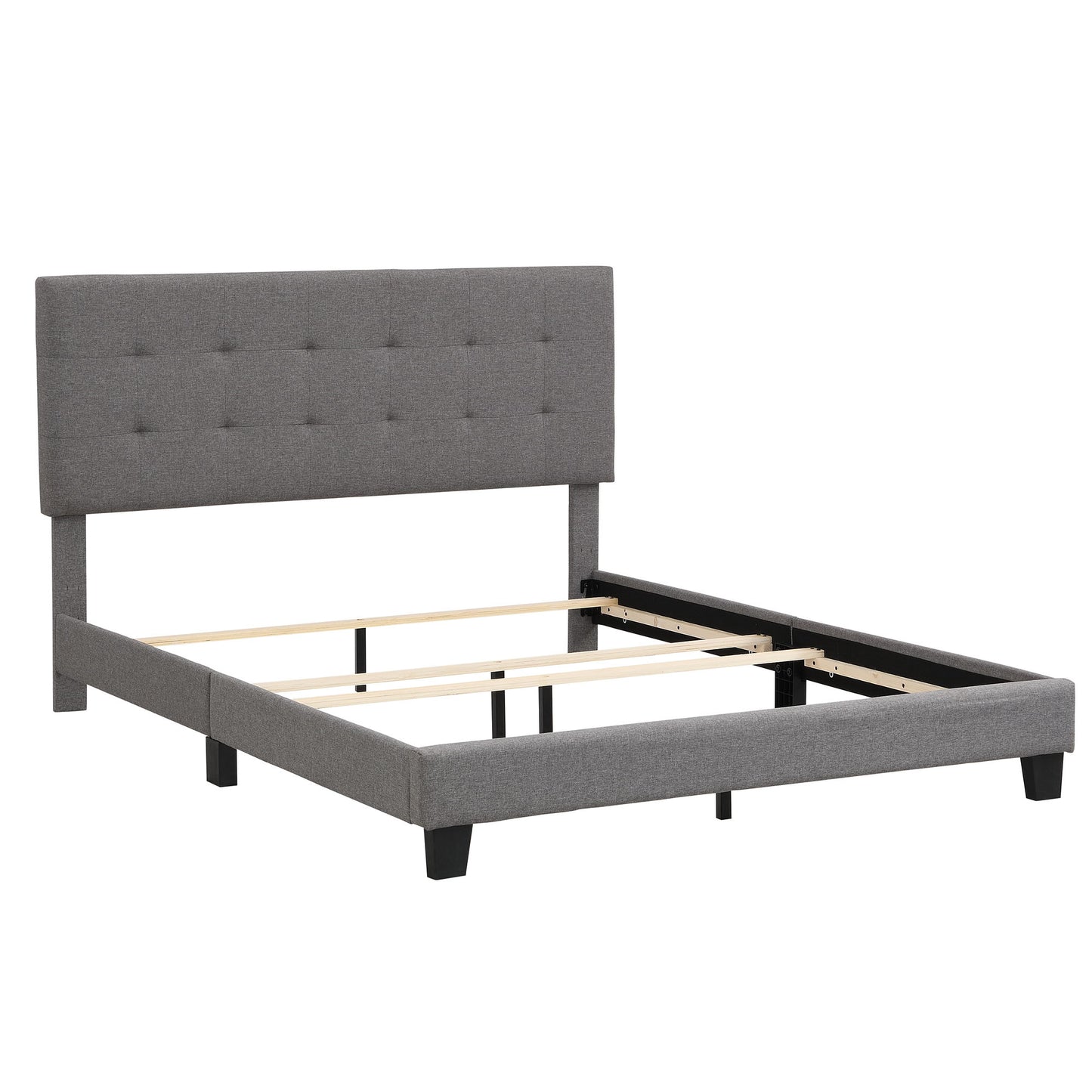 Upholstered Platform Bed With Tufted Headboard, No Box Spring Needed