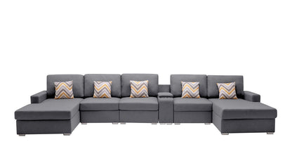 Nolan - Fabric 6 Piece Sectional Sofa With Pillows And Interchangeable Legs