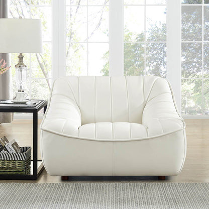 Snug Leather Chair - Cream White