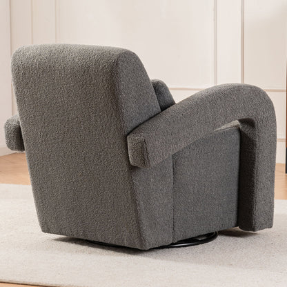 Cozy Teddy Fabric Armchair, Modern Sturdy Lounge Chair With Curved Arms And Thick Cushioning For Plush Comfort