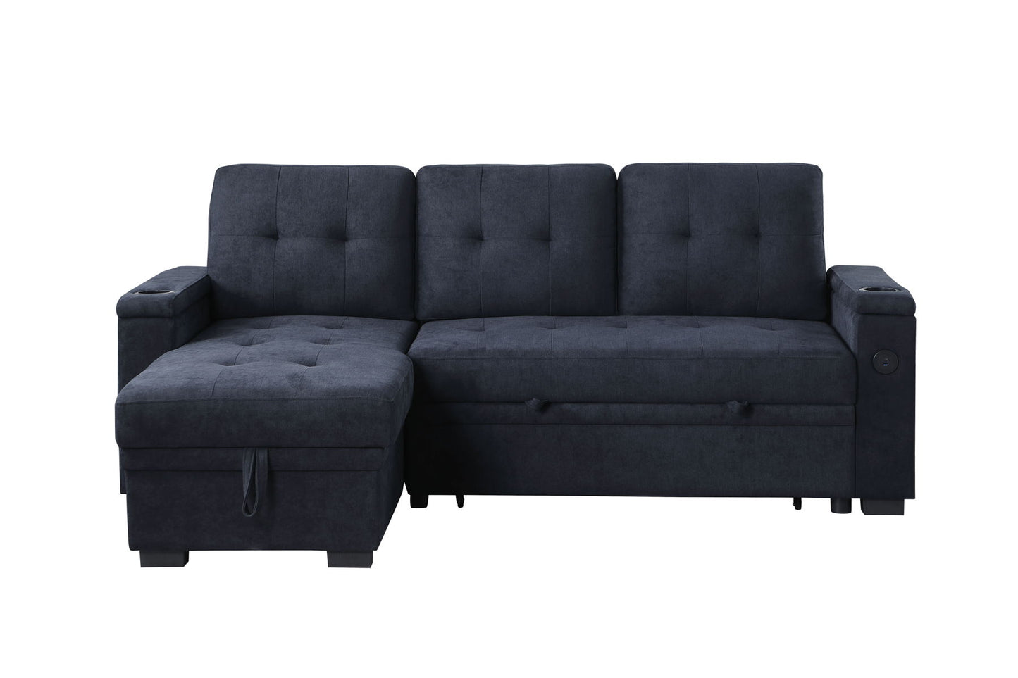 Ashlyn II - 84"W Woven Fabric Reversible Sleeper Sectional Sofa with Storage Chaise