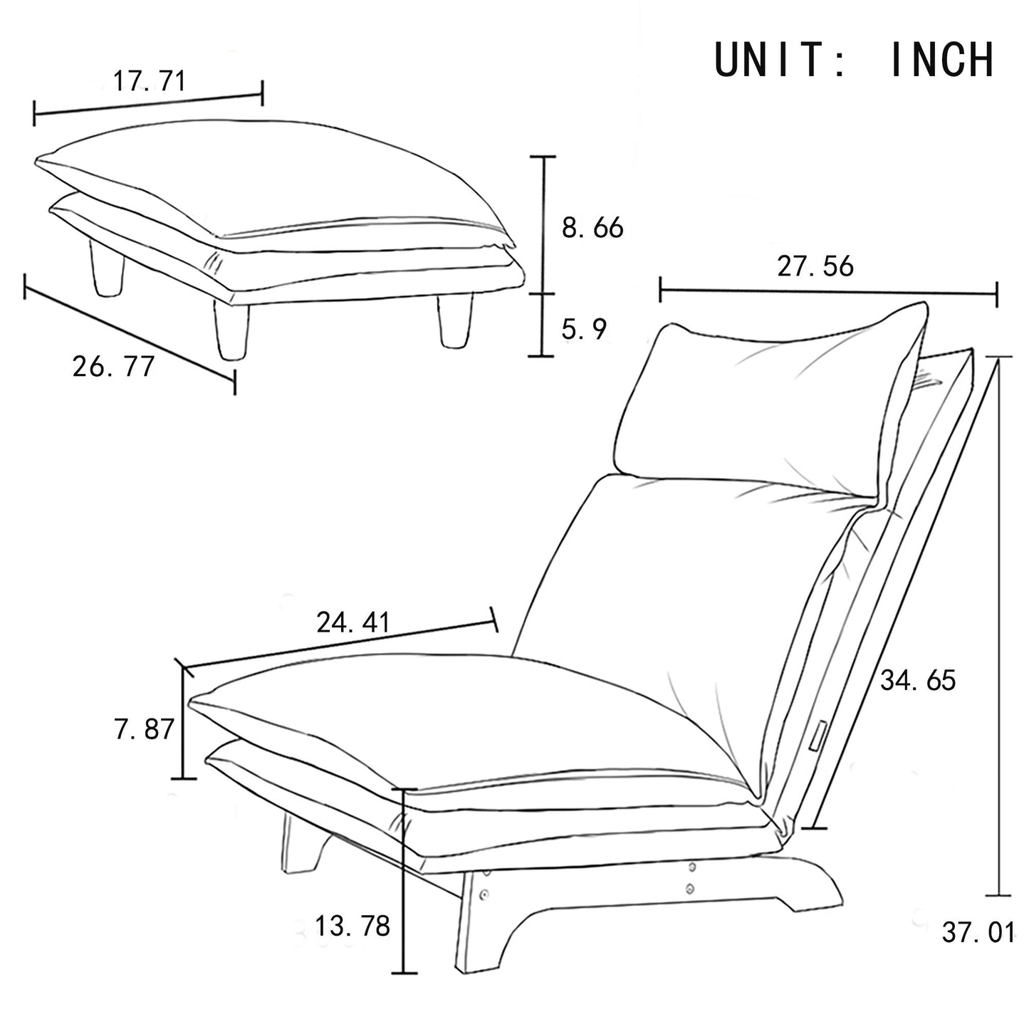 Single Lazy Sofa Chair Leisure Foldable Reclining Chair