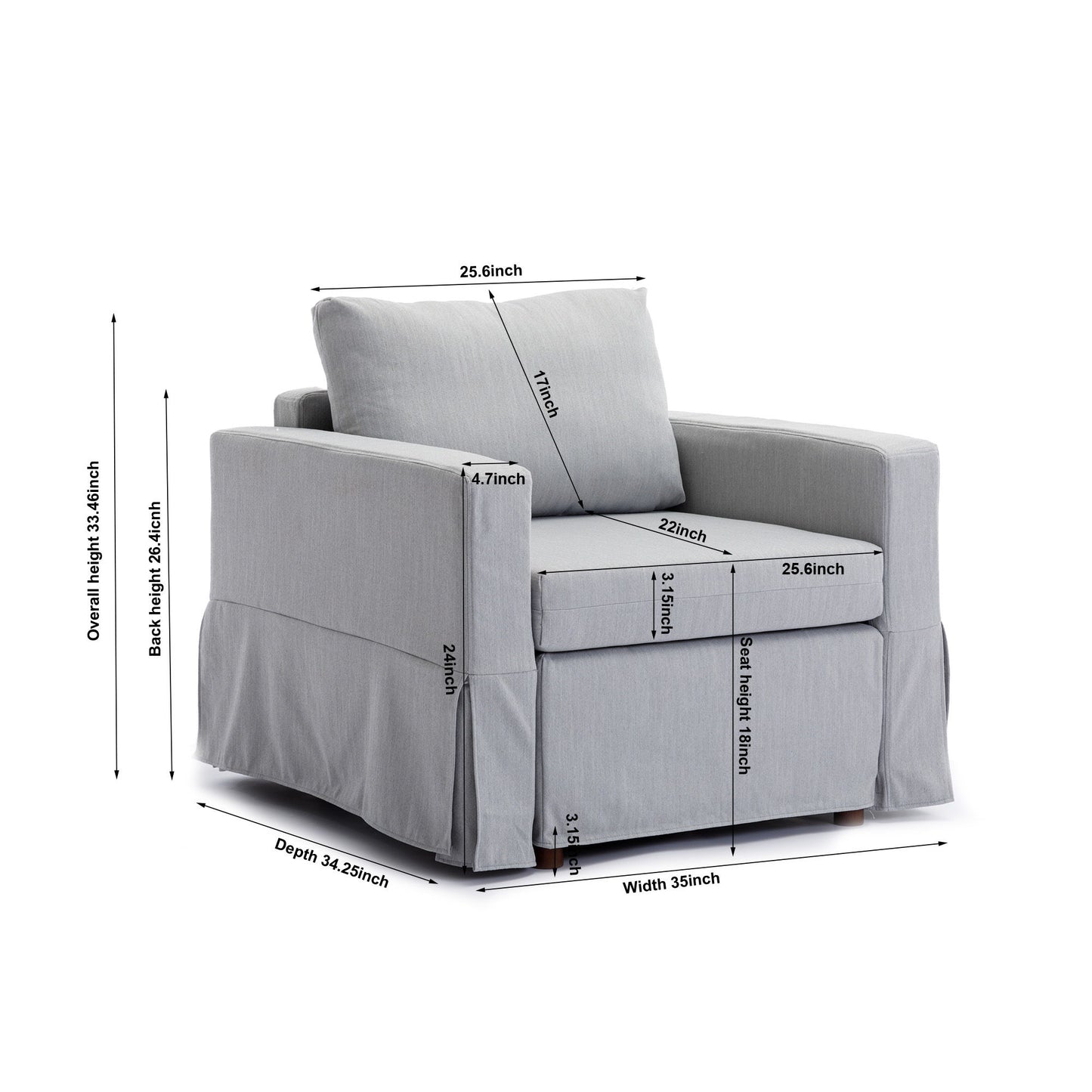 Single Seat Module Sofa Sectional Couch Seat Cushion And Back Cushion Removable And Washable