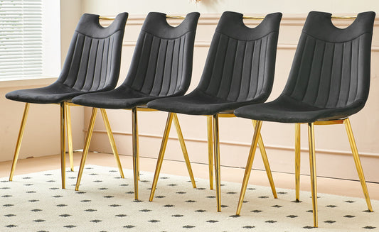 Seat Chair, Dining Chair, Coffee Chair (Set of 4) - Golden / Black