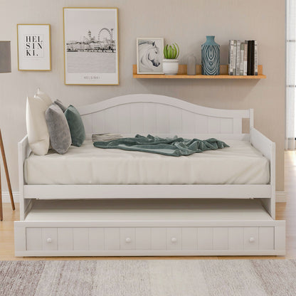 Wooden Daybed With Trundle Bed, Sofa Bed For Bedroom Living Room