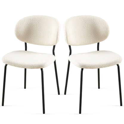 Boucle Dining Chairs, Dining Chairs With Metal Legs For Dining Room, Kitchen, Living Room