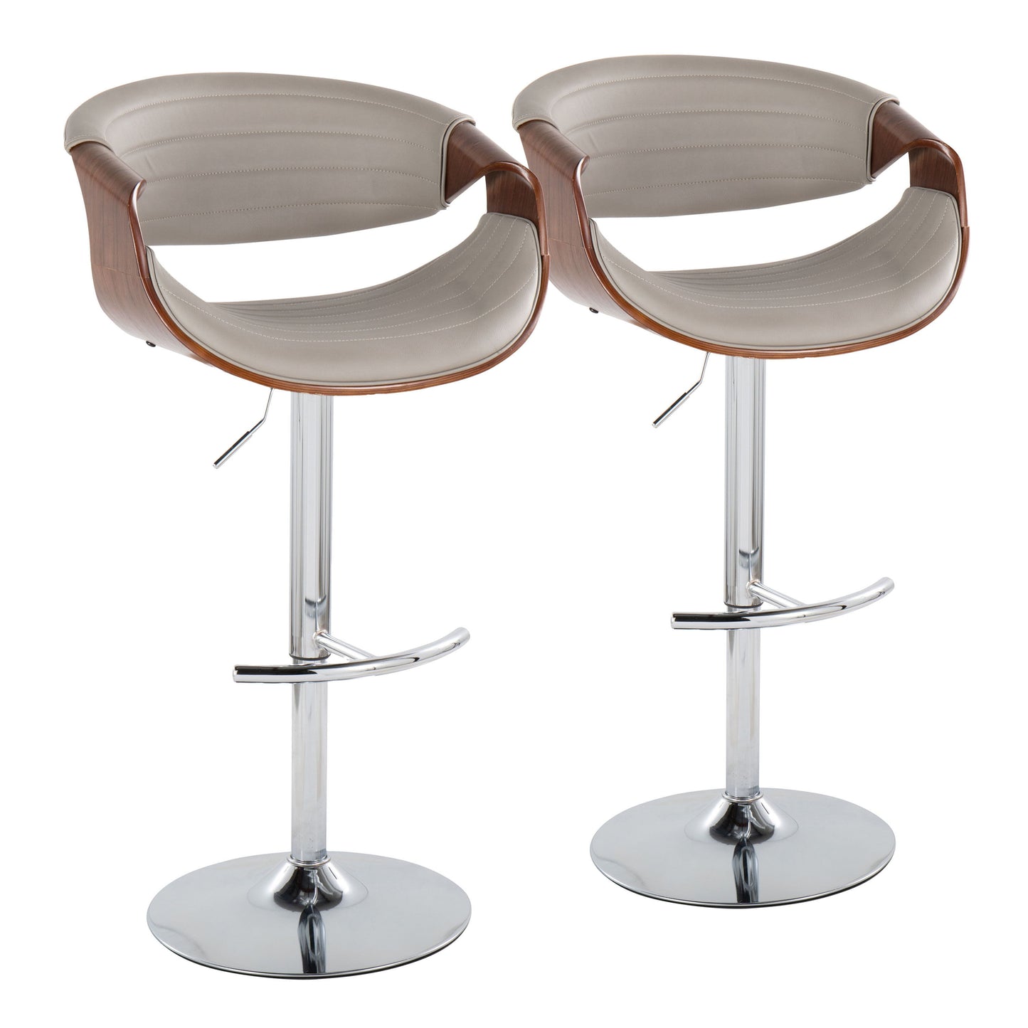 Symphony - Mid Century Modern Adjustable Barstool & Swivel With Rounded T Footrest (Set of 2)