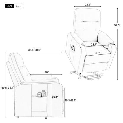 Massage Recliner Chair Electric Power Lift Chairs With Side Pocket, Adjustable Massage And Heating Function For Adults And Seniors