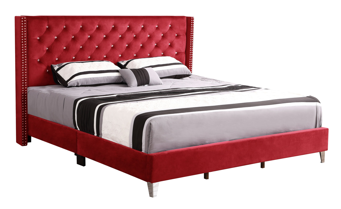 Julie - Upholstered Bed With Faux Diamonds