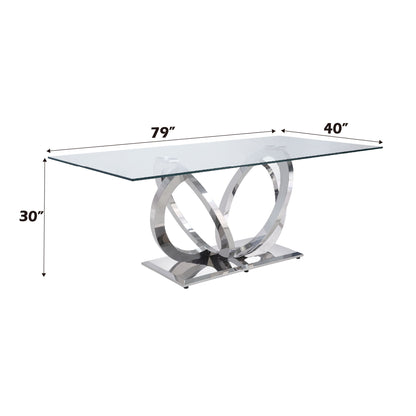 Finley - Clear Glass Top Mirrored Dining Table - Silver