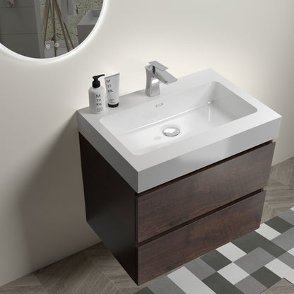 Alice - Bathroom Vanity Wall Mounted With Sink, Large Storage Floating Bathroom Vanity For Modern Bathroom, One-Piece Sink Basin Without Drain And Faucet