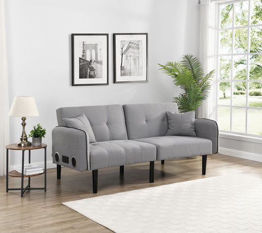 Folding Ottoman Sofa Bed With Stereo - Gray Fabric