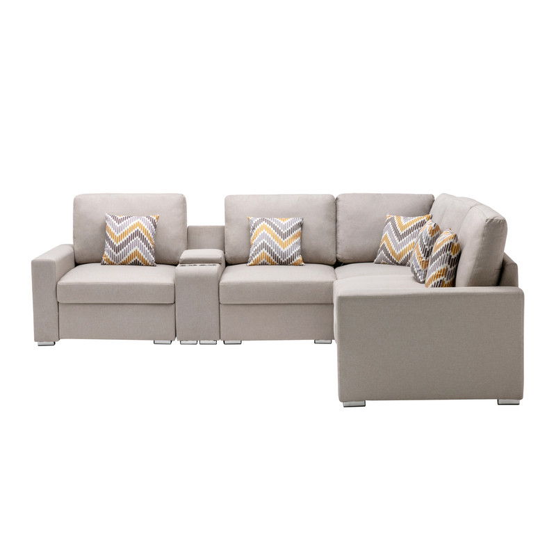 Nolan - Fabric 6 Piece Sectional Sofa With Pillows And Interchangeable Legs