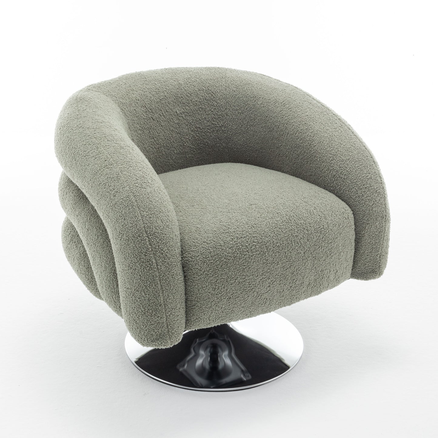 Modern Style Single Swivel Sofa Chair, Teddy Upholstered Single Sofa With Round And Fluffy Reading Chair, Suitable For Living Room