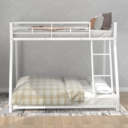 Metal Floor Bunk Bed, Twin Over Full - White