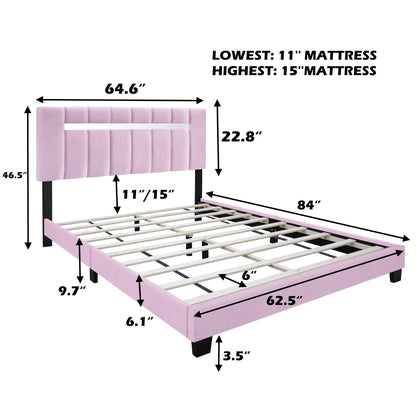 Queen Size Adjustable Upholstered Bed Frame Dark Velvet Collection Comfort And Simplicity