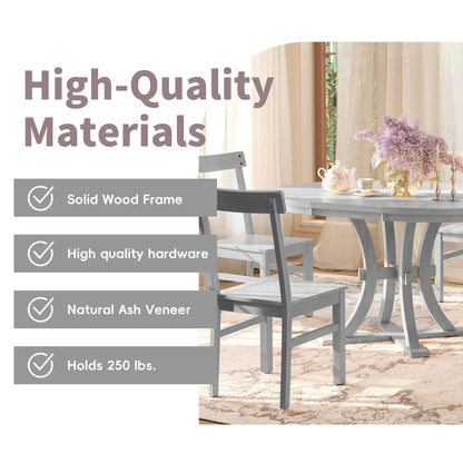 Topmax - 5 Piece Rustic Round Pedestal Extendable Dining Table Set With 15.7" Removable Leaf And Simple Dining Chirs For Small Places