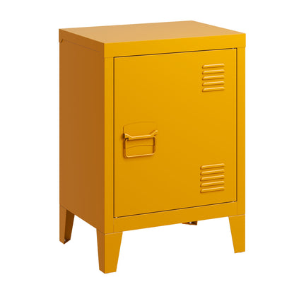 Modern Nightstand Durable Metal Bedside Storage Cabinet With Shelf, End Side Table For Living Room And Bedroom - Yellow