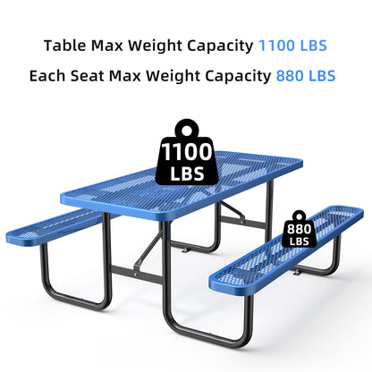 Expanded Rectangular Picnic Metal Table