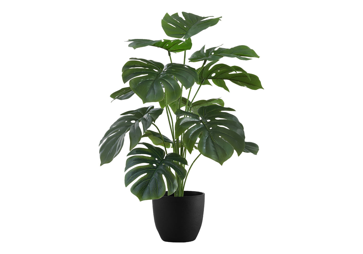 24" Tall, Artificial Plant, Monstera, Indoor, Faux, Fake, Table, Greenery, Potted, Real Touch, Decorative - Green / Black