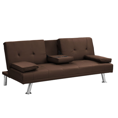 Futon Sofa Bed With Armrest Two Holders