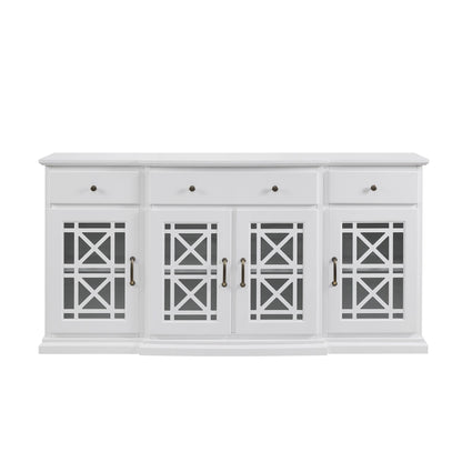 Classic Fretwork Detailed Glass Door Sideboard