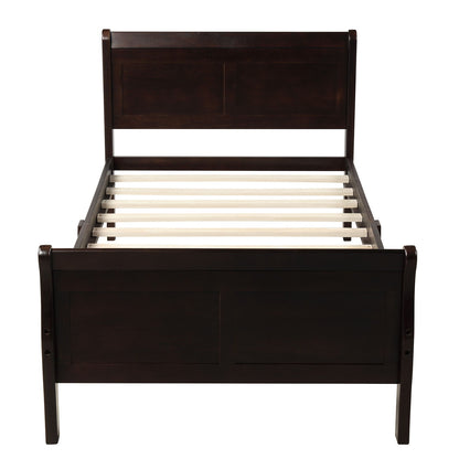 Twin Platform Bed Frame Mattress Foundation Sleigh Bed With Headboard / Footboard / Wood Slat Suppor