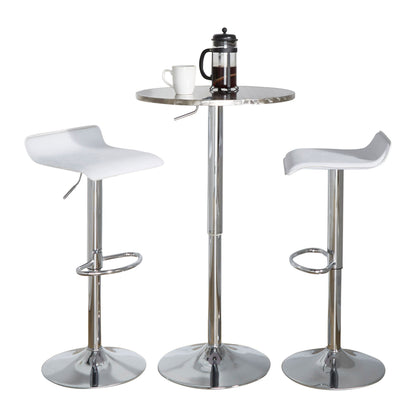 Ale - 3 Piece Bar Set Bistro Round Contemporary Adjustable Oval Footrest