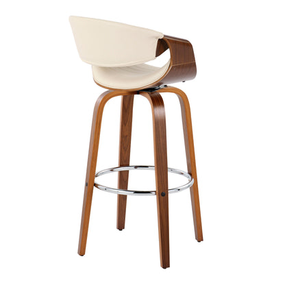 Symphony - Mid Century Modern Fixed Height Barstool With Swivel With Round Footrest (Set of 2)