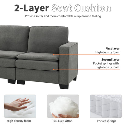 Oversized Velvet Modern Sectional Sofa, Large L Shaped Upholstered Indoor Furniture With Double Cushions, 5 Seat Cloud Corner Couch For Living Room, Apartment, Office