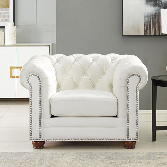 Aliso - Leather Chair - Cream White