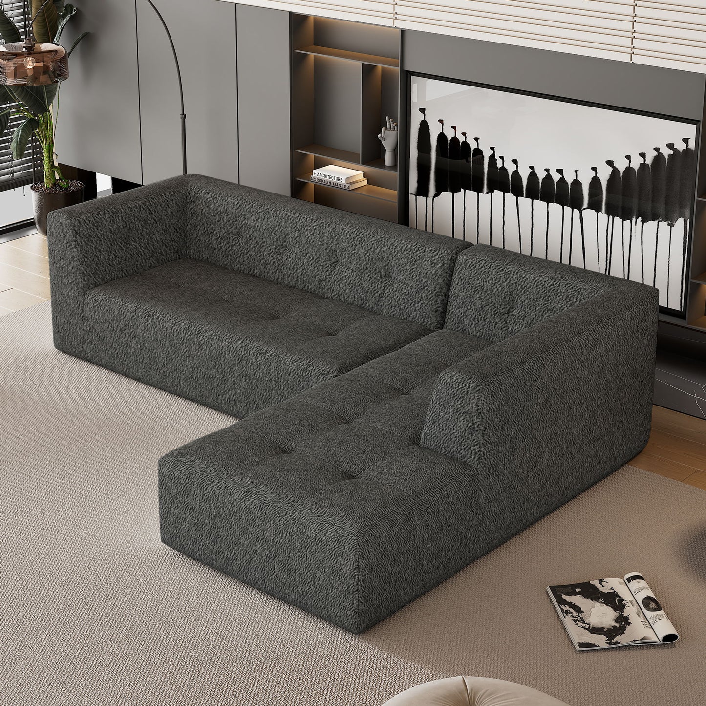 Modular Combination Living Room Sofa Set, Modern Minimalist Sofa, Living Room Upholstered Sofa Bed, Bedroom, 2 Pieces Computer Free Combination, L - Shaped