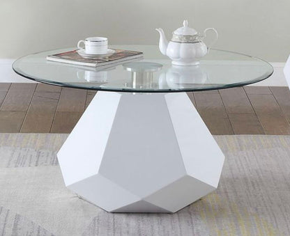 Chara - Clear Glass High Gloss Coffee Table - White