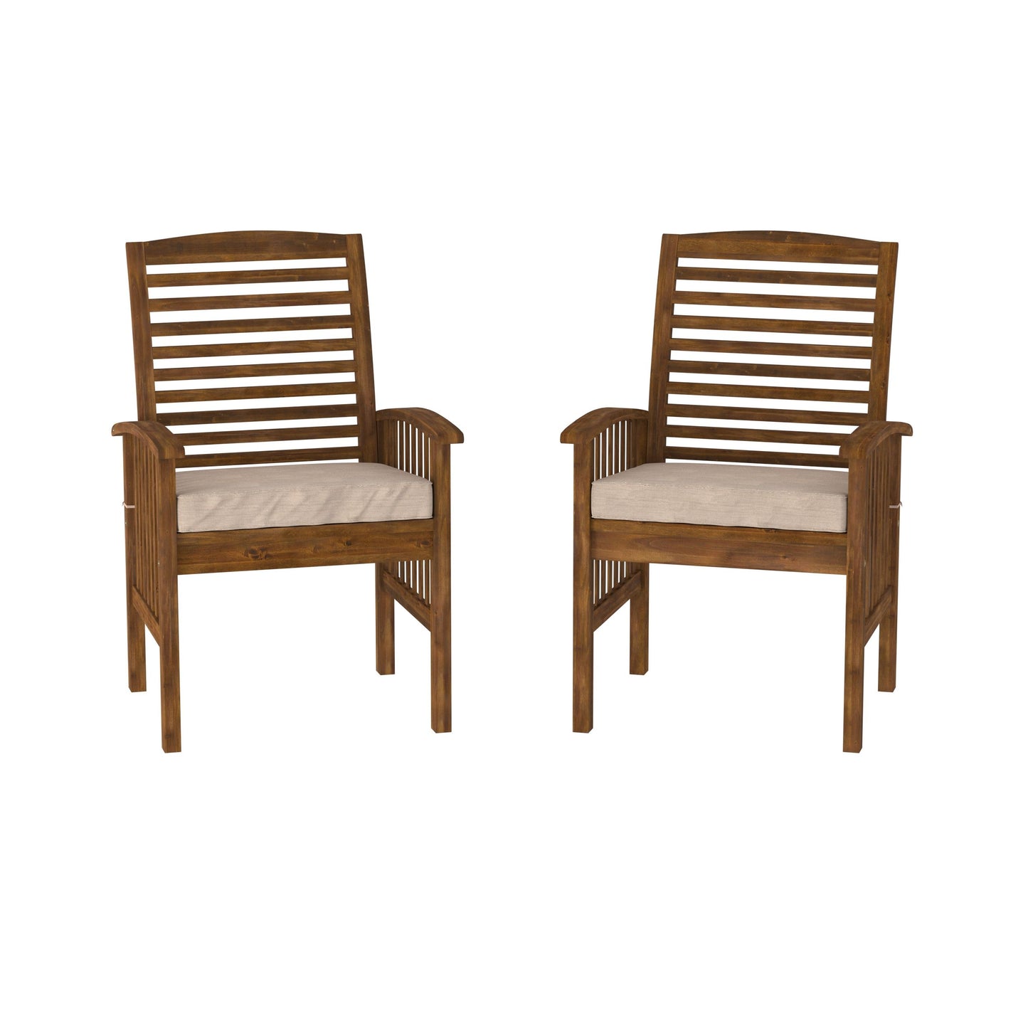 Modern 2 Piece Slat Back Patio Chairs With Cushions