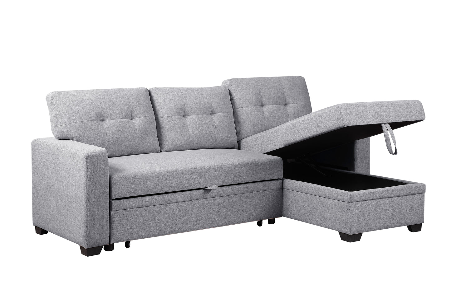 Upholstered Pull Out Sectional Sofa With Chaise