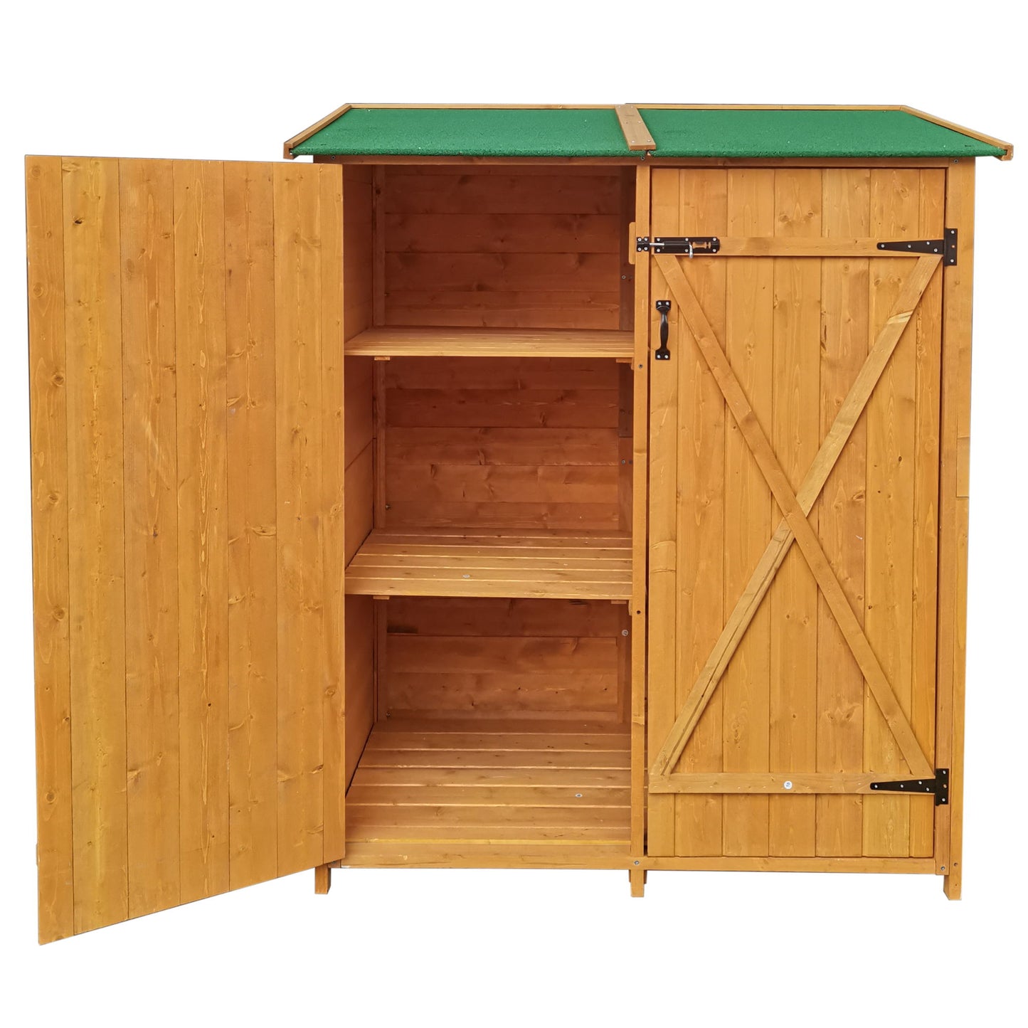 Wooden Shed Natural For Backyard Garden Big Tool Storage Flat Roof Tool Room - Natural