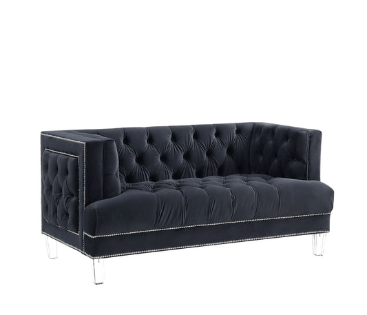 Ansario - Velvet Loveseat - Charcoal