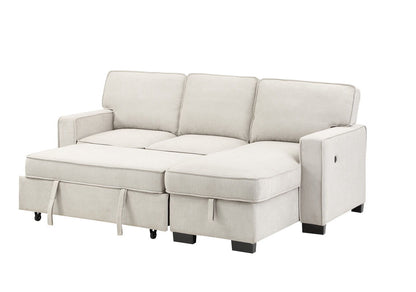 Estelle - Fabric Reversible Sleeper Sectional With Storage Chaise Drop-Down Table 2 Cup Holders And 2 USB Ports