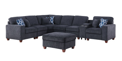 Gina - Sectional Sofa With Ottoman - Black