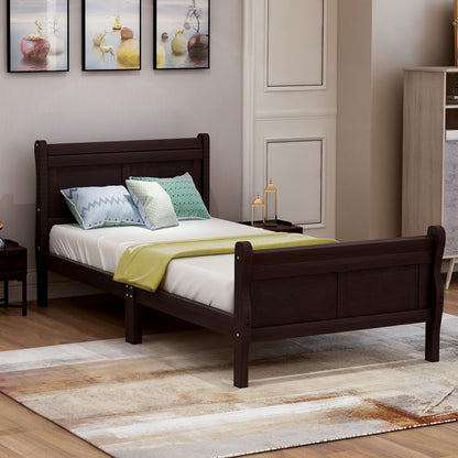 Twin Platform Bed Frame Mattress Foundation Sleigh Bed With Headboard / Footboard / Wood Slat Suppor