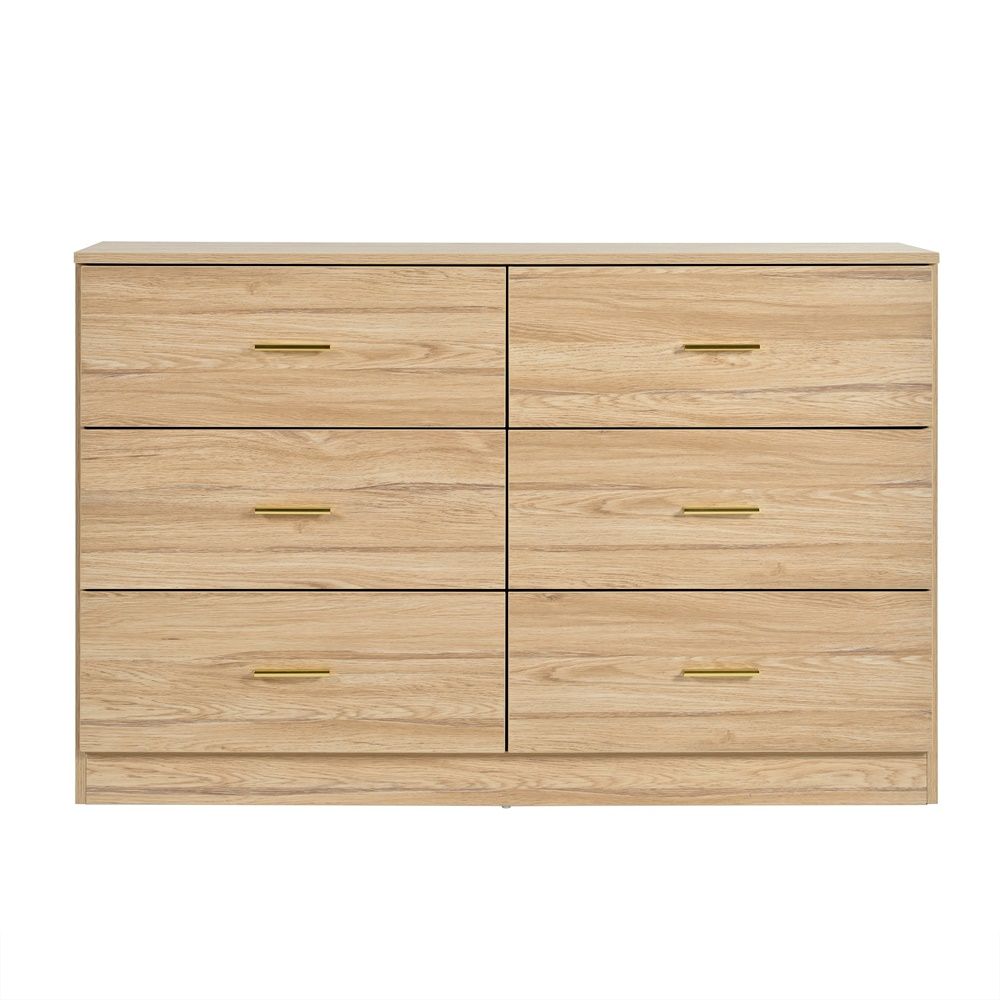 Modern 6 Drawer Dresser For Bedroom, Ample Storage Wide Chest Of Drawers, Sturdy & Safe