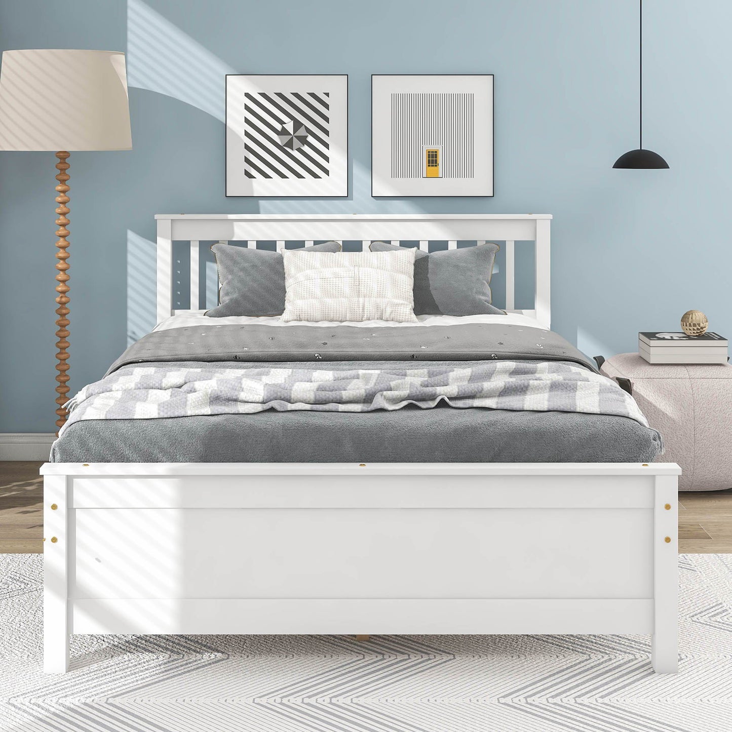 Bed With Headboard And Footboard For Kids, Teens, Adults, With A Nightstand