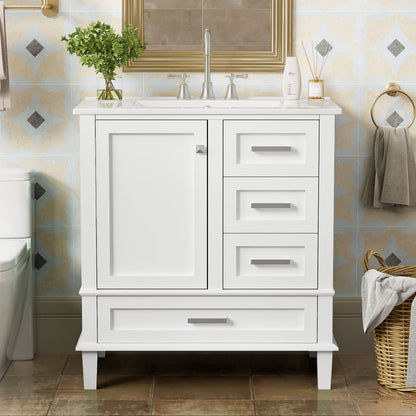 Bathroom Vanity, Modern Bathroom Cabinet With Sink Combo Set, Bathroom Storage Cabinet With A Soft Closing Door And 3 Drawers, Solid Wood Frame