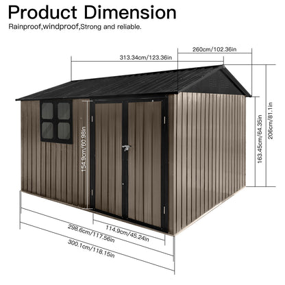 10' x 8' Garden Sheds Outdoor Storage Sheds With Window