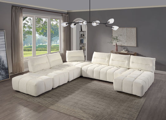 Loanna - Linen Modular Sectional With Chaise And Ottoman - Beige