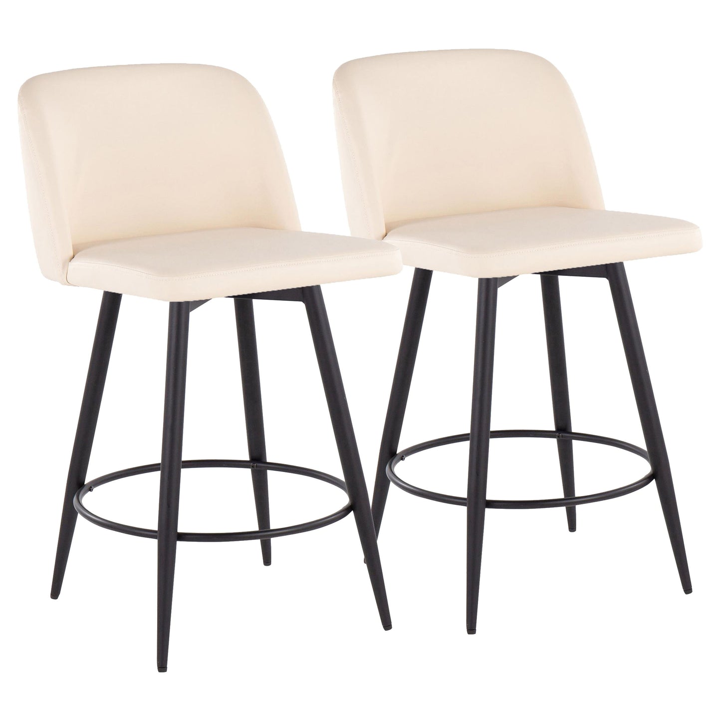 Toriano - Contemporary Fixed-Height, Counter Stool With Swivel With Round Footrest (Set of 2)